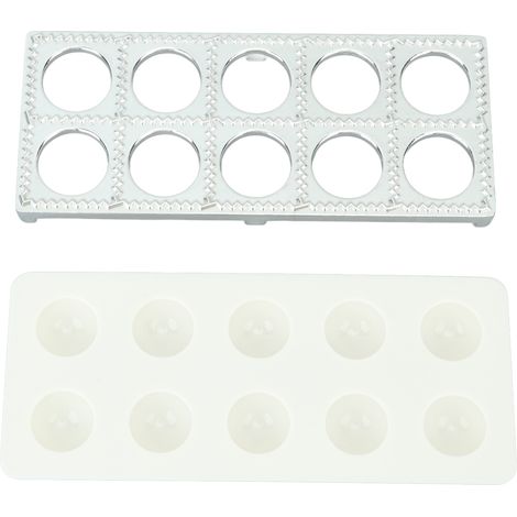 Robuste 10-Loch-Ravioliform aus Eisen und ABS, silberne, quadratische Raviolipresse zur Herstellung hausgemachter Pasta (1/5)