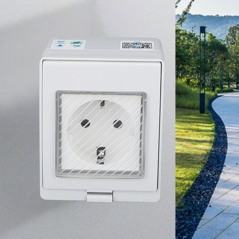 Prise connectée WiFi, prise étanche IP55, multiprise résistante aux projections d'eau pour salle de bain, prise extérieure connectée étanche avec télécommande, 100-240 V SN55-SR (1/5)