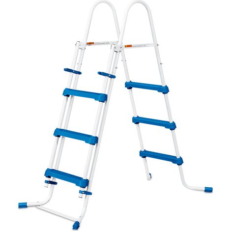 Summer Waves – Échelle de piscine en acier 64 x 146 cm – Hauteur 91 cm – Marchepieds antidérapants – Côté relevable pour sécurité enfants