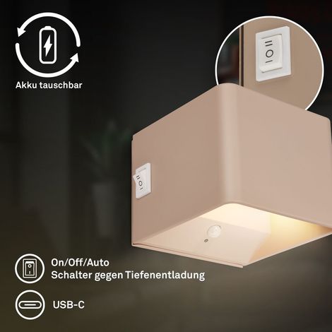 LED Wandleuchte Wandlampe ohne Stromanschluss Bewegungsmelder Akku ohne