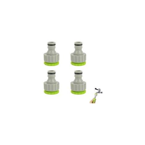 4 PCS Raccord Robinet Universel Fileté Femelle 1/2" & 3/4", 2-en-1 Raccord de Robinet, Adaptateur Tuyau Arrosage, Raccord Robinet Tuyau Arrosage, pour Irrigation, Nettoyage et Usage Domestique