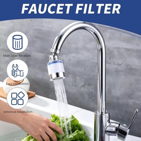 Universal Rotary Tap Water Filter with Adapter and 2 Replaceable Cartridges, Carbon Filtration to Remove Chlorine, Fluoride, Heavy (1/5)