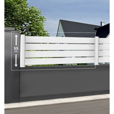 Module de clôture PVC blanc ajouré H 55 x L 150 cm ajourage horizontal