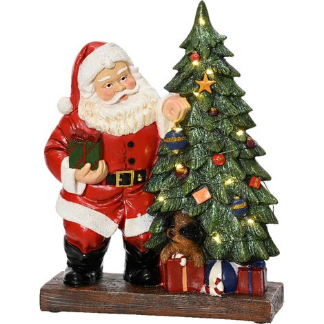 Statuetta di Babbo Natale in poliresina con Led, decorazione per interno , h 30 cm (1/3)