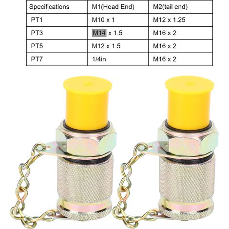 2 Pièces Adaptateur de Test Hydraulique, Raccord pour Tuyau Haute Pression, Outil d'Accouplement de Point de Mesure (1/4in M16 x 2) (1/5)
