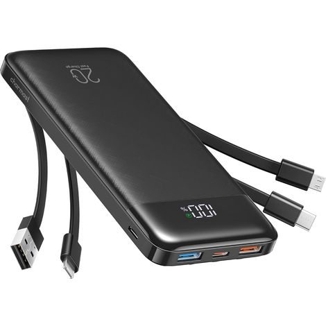 Charmast 22.5W Batterie Externe, 20000mAh Power Bank avec 4 Câbles Intégré (1/5)