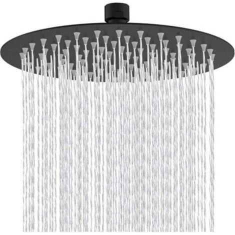 8 pouces pommeau douche Rond fixe tête de douche en acier inoxydable Noir à 180 ° rotatif puissant Haute pression Spray de pulvérisation de salle de bains salle de bains Pommes de douche fixes (1/4)