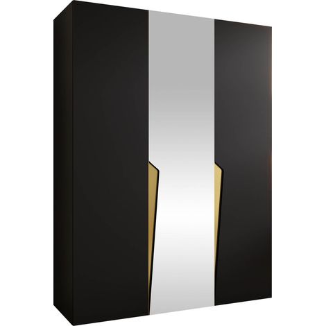Armoire Hartford 609, Noir, 202x150x52cm, Portes d'armoire: Avec des charnières, Nombre d'étagères: 0 (1/5)