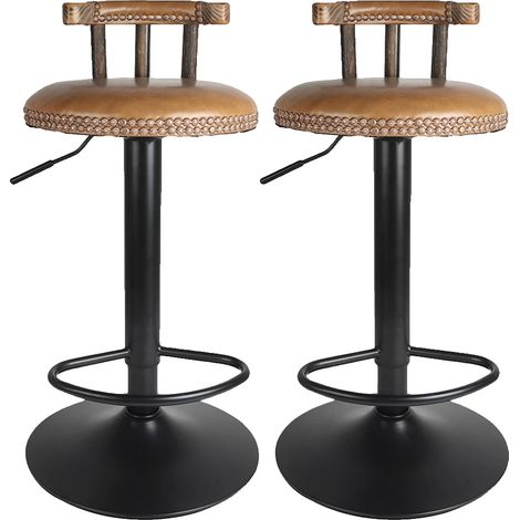 Tabouret de bar, design rétro, hauteur réglable, Chocolat (1/2)