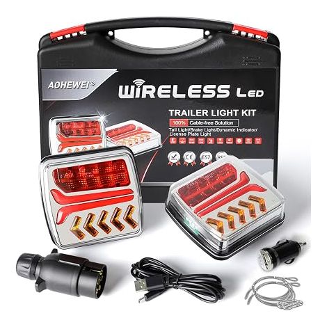 Wireless Trailer Tail Lights LED Rear Lights Magnetic Truck Tail Lights 12V with 7 Pin Plug for Trailer, Truck, Caravan or Truck (1/5)