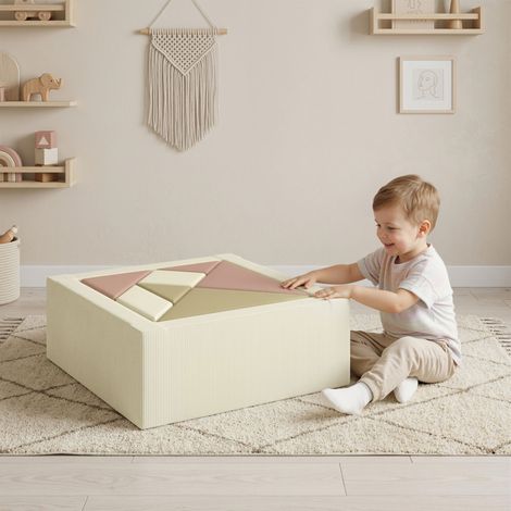 Parcours motricité bébé 9PCS avec piscine balles, mousse souple housse velours côtelé multicolore. Parcours avec piscine à balles pour un jeu complet, ludique et confortable. (1/5)