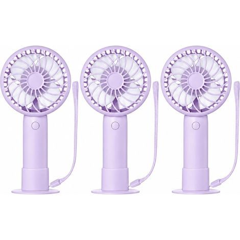 Tujoe Lot 3 tragbare Mini-Beatmungsgeräte für 3 Personen, kleines Format, wiederaufladbar und mit USB-Anschluss, für Damen, Nagelmaquise, Büro, Reise, Strand, Innen- und Außenraum (violett)