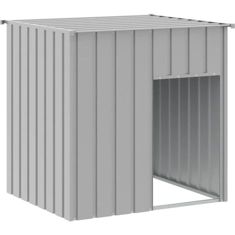 Cage de toit pour chien gris clair, mesurant 110 x 103 x 109 cm, en acier galvanisé.