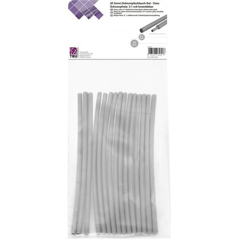 TRU COMPONENTS T1902CA028 ASSORTIMENTO DI GUAINE TERMORETRAIBILI GRIGIO 3 MM RAPPORTO DI RESTRINGIMENTO:3:1 15 PZ. (1/3)