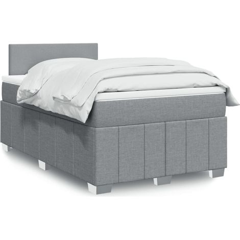Boxspringbett mit Matratze Hellgrau 120x200 cm Stoff