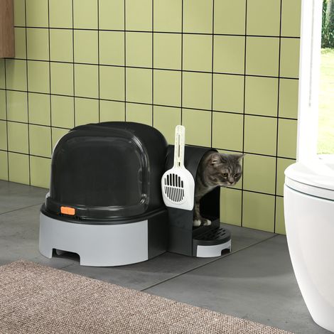 Maison de toilette inférieur amovible pour un nettoyage facile pelle inclus bac à litière fermé pour chat compartiment finition de qualité