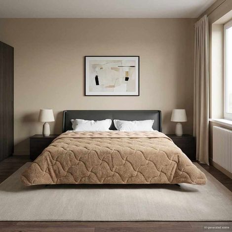 Ganzjahresbettdecke Gepolstert Taupe 200 x 200 cm