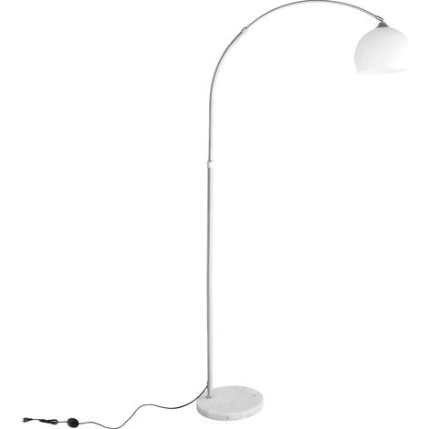 Lampe Lampadaire à arc salon courbée, Lampe arceau moderne en chrome Lampadaire sur pied marbre, Couleur: Blanc, réglable en hauteur 130-180cm (1/5)