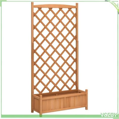 Jardinière avec treillis - FAFEICY - 365491 - Bois massif sapin - 90x35x180 cm - Fond percé pour drainage (1/5)