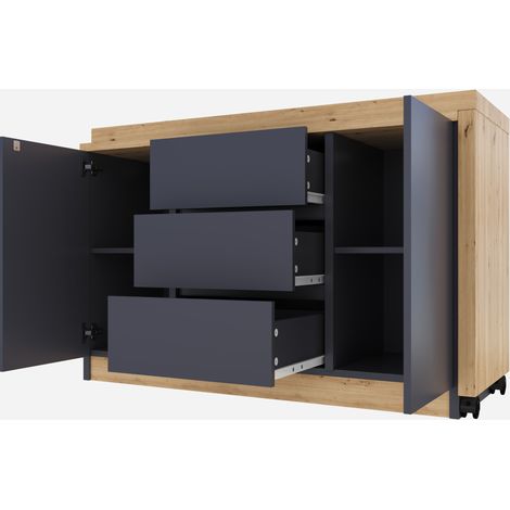 Scrivania pieghevole girevole con ruote bloccabili 120 x 50 x 76,5 cm grigio e rovere (1/5)