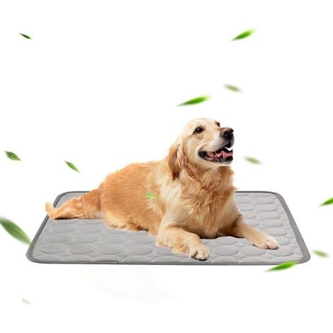 Grand tapis rafraîchissant pour chiens et chats, 100 x 70 cm, auto-rafraîchissant, gris, non toxique, lavable (1/5)