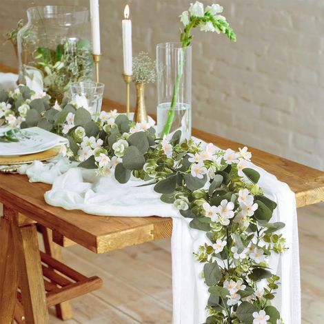 Feuilles D'eucalyptus Artificielles - Guirlande Rattan Faux Rattan 180 cm - Décoration Intérieure Extérieure pour Mariage Centre de Table Printemps Noël - 1 Pièce (1/5)