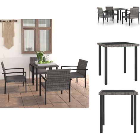 Ensemble à manger de jardin 5 pcs Résine tressée Gris - Table De Jardin - Salon De Jardin - Meubles De Jardin - Set De Jardin - Mobilier Extérieur (1/5)