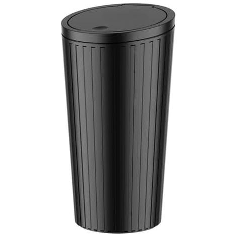 Poubelle porte-gobelet de voiture avec bouton-poussoir et couvercle à ouverture facile, profondeur intérieure de 14 cm, compatible avec tous les véhicules, en PP+ABS noir, stable et facile à nettoyer (1/5)