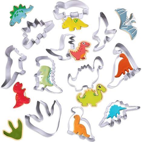 Emporte-pièce Dinosaure - Acier Inoxydable Alimentaire - Pour Biscuits Sandwichs Fromage - 11 Pièces - 3 Pouces (1/5)