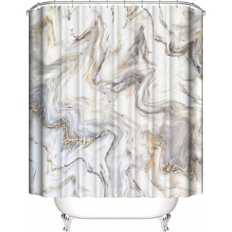 Abstract golden marble pattern curtain mildewproof waterproof polyester fabric mildewproof bathroom shower curtain 180x180 cm (71x71 inches) (1/5)