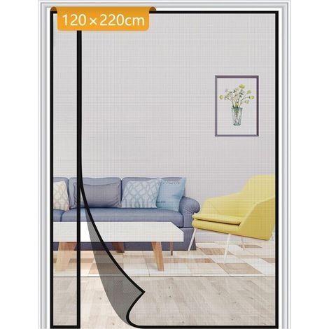 120x220cm Porte Moustiquaire Aimantée réversible à Ouverture Latérale Gauche et Droit Polyester Maille Ultra Fine Sans Perçage Anti-Moustiques Noir (1/5)