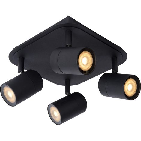 Lucide LENNERT - Deckenstrahler Badezimmer - LED Dim. - GU10 - 4x5W 3000K - IP44 - Schwarz (1/5)