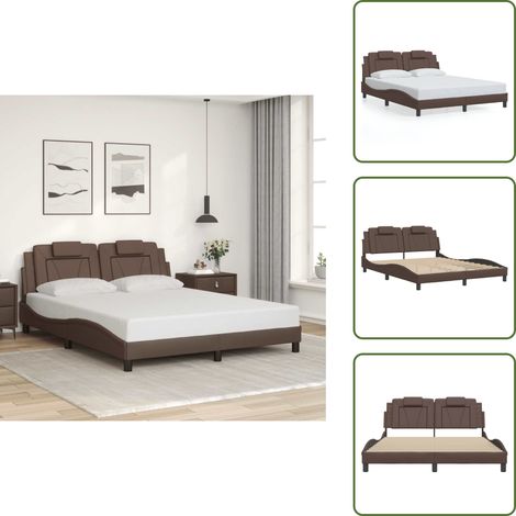 Sommeil - vidaXL Cadre de lit Viana sans matelas marron 160x200 cm similicuir - Confort (1/5)