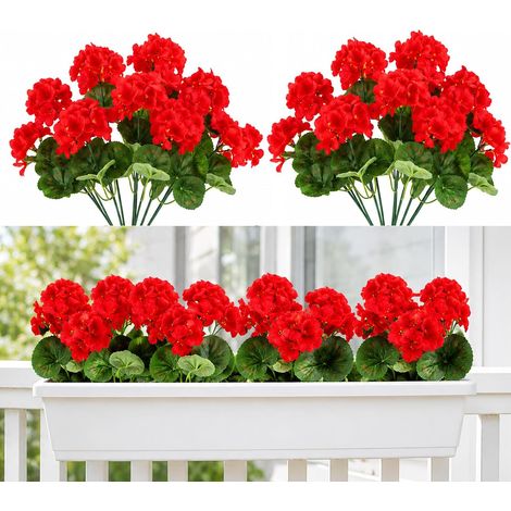 6 Bouquets Outdoor Artificial Flowers Outdoor Artificial Plants UV Resistant Decoration for Balcony, Planter, Garden, Patio, Home (1/5)