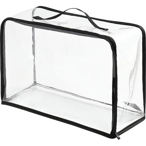 Sac de protection en PVC transparent pour sac à main, organiseur de rangement avec fermeture éclair et poignée, idéal pour placard, voyage, trousse de maquillage et toilette. (1/5)