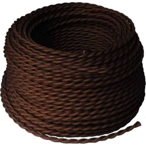 Cable Eléctrico Textil Trenzado Seda 2x 0,75 mm Marrón venta por metros