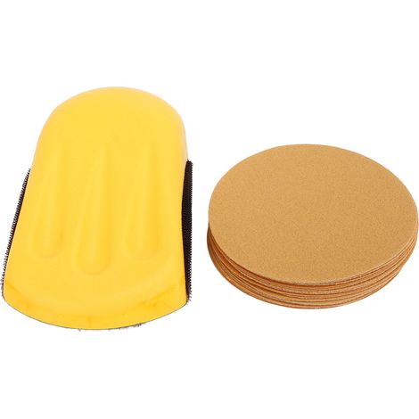 Ortviai Blocs de ponçage manuels en mousse auto-adhésifs avec velcro – 16 pièces, disques élastiques jaunes pour bois, carrosserie et plâtre (1/5)