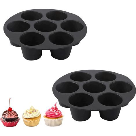2 Pièces Moule à Muffin, Moule Muffin Air Fryer, Moule Muffins Silicone pour 7 Muffins, Plaque Anti-adhésif, Moules à Cupcakes et Muffins, pour Gâteaux, Muffin Tasses, Dessert, Pâtisseries (1/5)