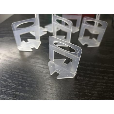 Système de nivellement de carrelage 2 mm 200 pièces pour installation professionnelle Clips de nivellement de carrelage en céramique et en pierre, entretoises de carrelage uniquement (1/5)