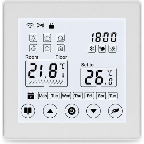 Thermostat WiFi Tuya pour Chauffage au Sol Électrique 16A, Blanc H1, Contrôle par Application et Voix (1/5)