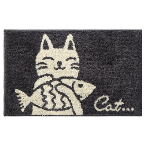 BUNTHAUS Tapis de bain Tapis de bain, tapis antidérapant absorbant, chat tenant un poisson 5080cm (1/5)