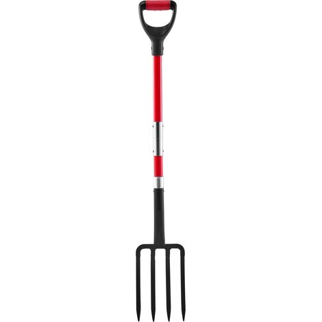 Mophorn Fourche à bêcher 4 dents avec manche en fibre de verre, longueur totale de 114 cm, poignée en Y ergonomique, idéale pour le jardinage, le creusage, la transplantation et l'aération du sol (1/5)