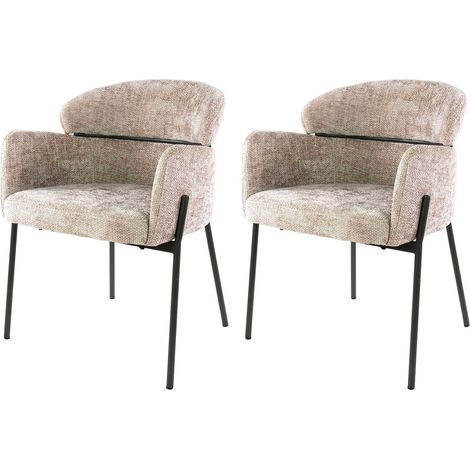 Lot de 2 fauteuils repas 62x61x80 cm en tissu texturé sable (1/5)