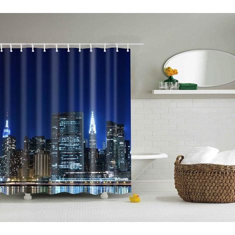 Rideaux de Douche à Impression numérique avec Impression numérique pour Salle de Bain, Tissu imperméable en Polyester avec 12 Crochets Multicolore 180 x 180 cm