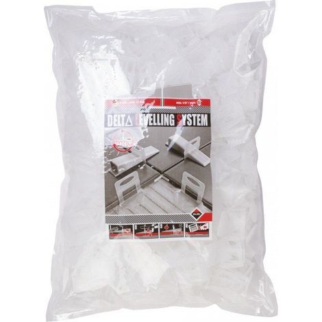 RUBI 2842 Bridas de Nivelación para Cerámica Brida de 1,5 mm para Baldosas Cerámicas de entre 3 y 12 mm Para Formatos de 30x30 cm y Superiores 400 unidades BRIDA DELTA LEVEL SYSTEM