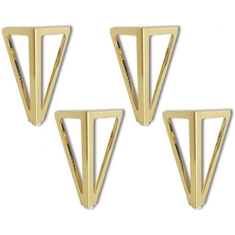 4x Pieds de Table en Métal Triangulaires 15cm Pieds de Meuble Style Moderne pour Armoires Canapés Lit Doré