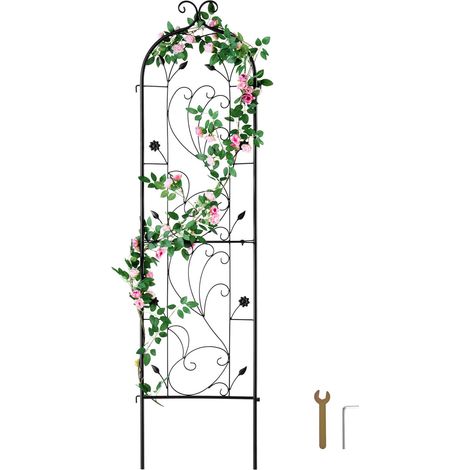 Support grimpant métal 150x38 cm pour plantes grimpantes, treillis décoratif résistant rouille pour roses, concombres et clématites, structure haute pour jardin, cour et pelouse (1/5)