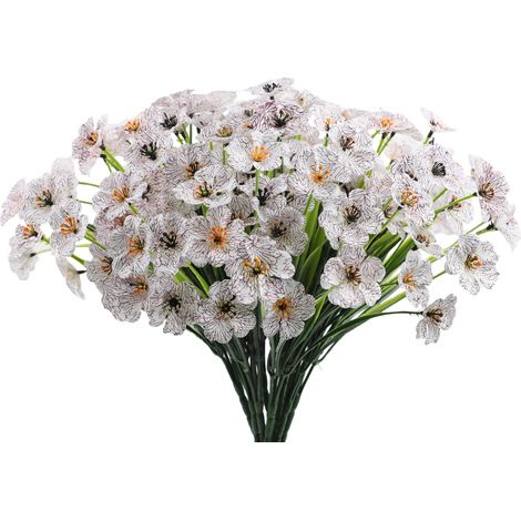 Bouquet de fleurs artificielles, 10 pièces/ensemble, fleurs artificielles, plantes artificielles, maison, fête, décoration de mariage, blanc (1/5)