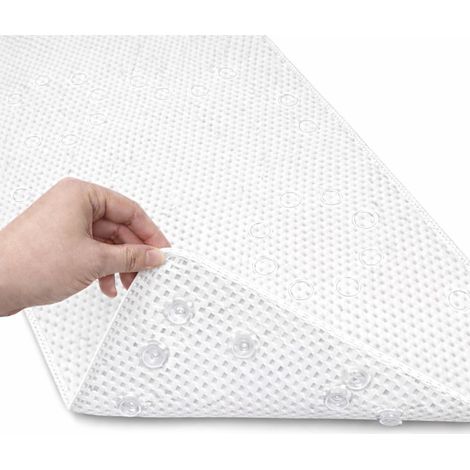 Tapis de Bain antidérapant en Mousse Souple pour Baignoire, avec Trous de Drainage et ventouses, 91,5 x 43 cm, Blanc (1/5)