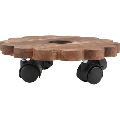 Support à roulettes pour plantes en bois, plateau roulant pour pots de fleurs, déplacement facile pour jardin et intérieur (1/5)